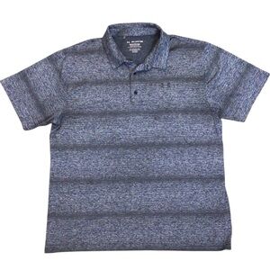Under Armour The Playoff Polo Men’s 2XL Blue Gray Stripe Short Sleeve Golf Shirt